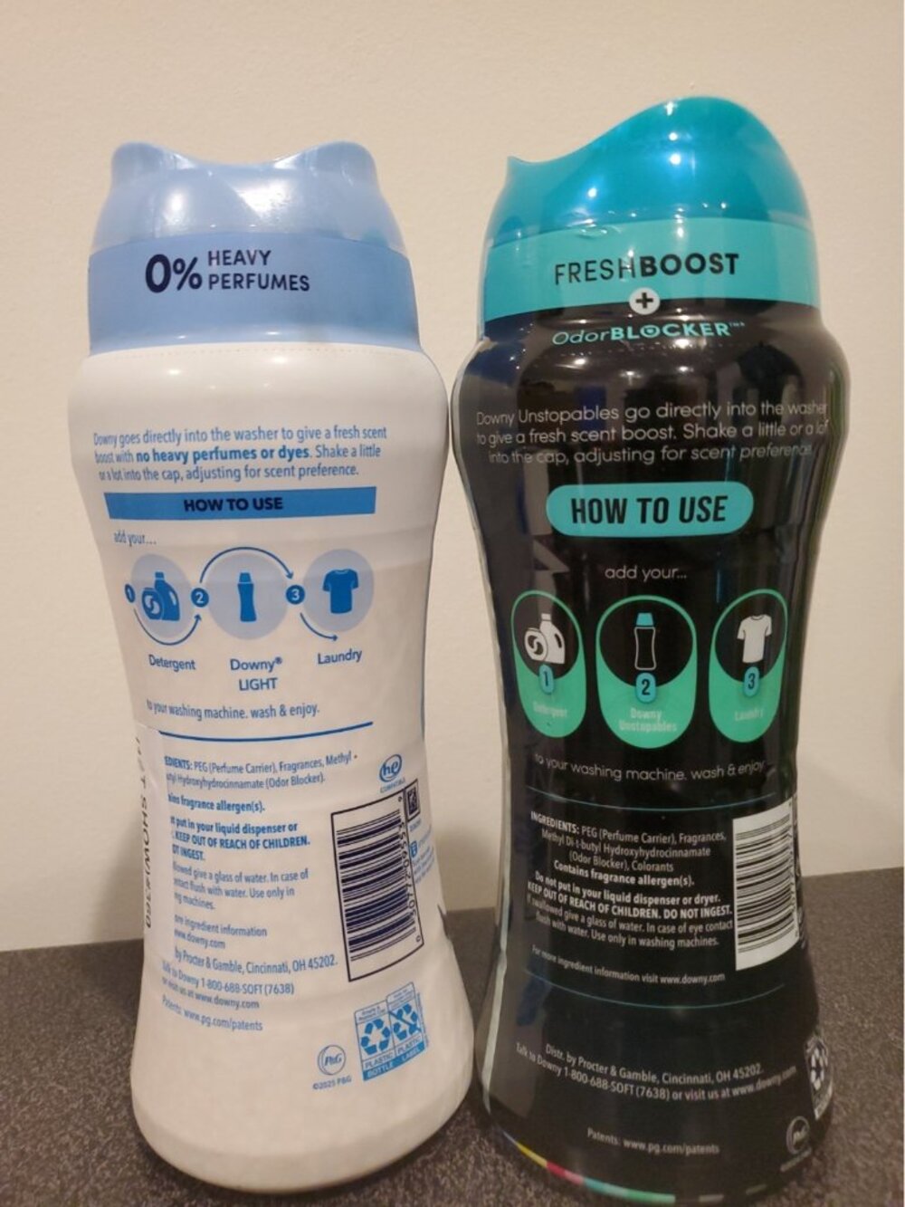 Downy Light Booster Beads Ocean Mist 12.2Oz & Unstoppables Fresh 12.2 Bundle